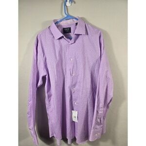 NWT Nordstrom Non-Iron Dress Shirt Purple Dotted Pattern Long‎ Sleeve 17 1/2